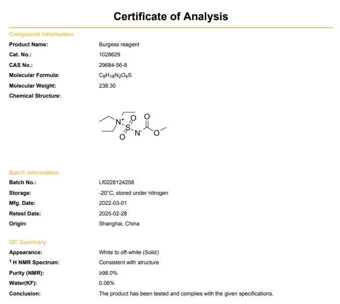 Burgess Reagent Synthesis CAS 29684-56-8